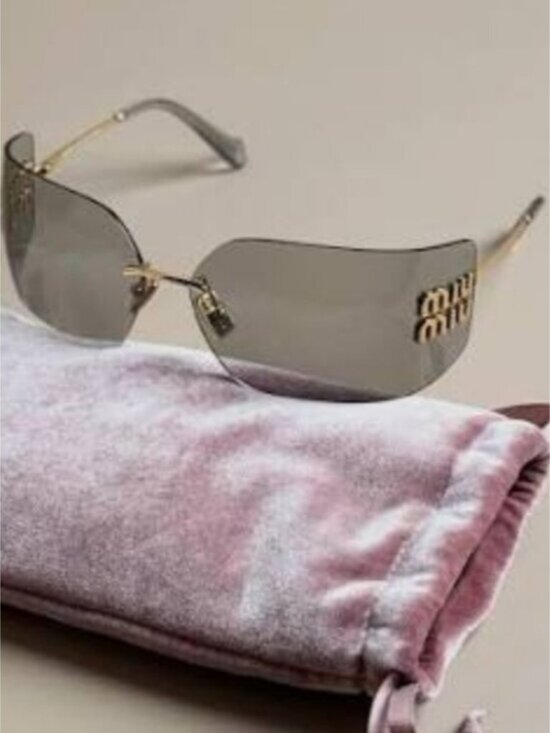 NWT   Miu Miu Women\'s Sunglasses Light Gray/gold
